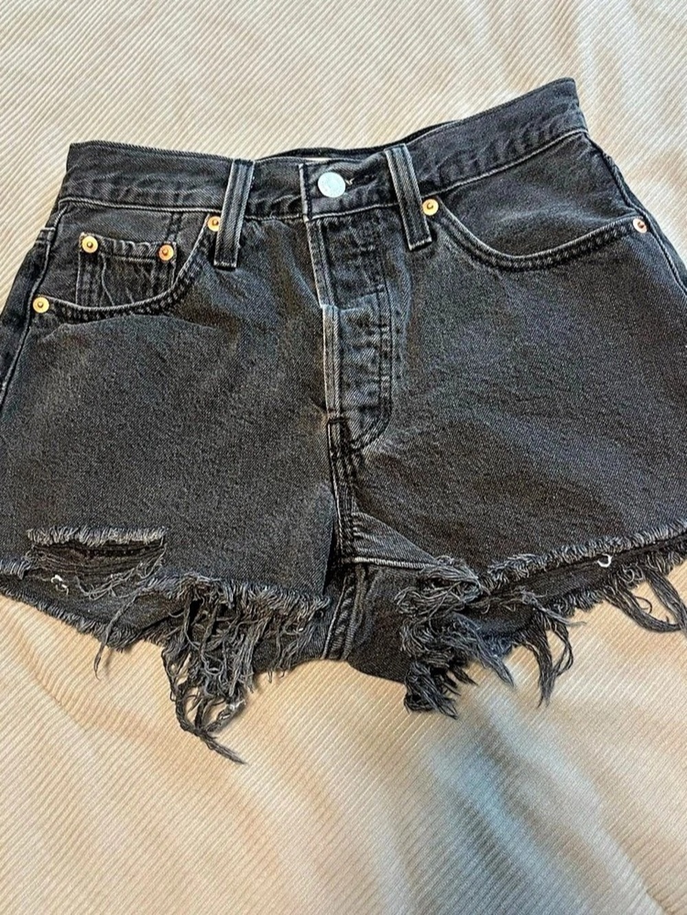 Levi's 501 Original High-Rise Cutoff Denim Shorts Black Waist 25